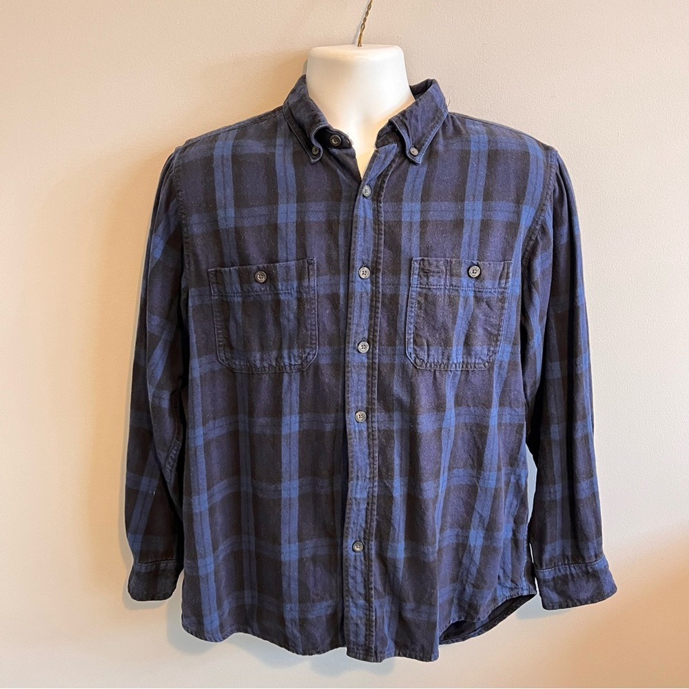 Outdoor Life M Blue Plaid Flannel Long Sleeve Button Down Shirt
